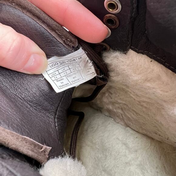 UGG Seton TL Men's Brown Leather Waterproof Lace Up Lined Boots (Sz 14) - Picture 8 of 10